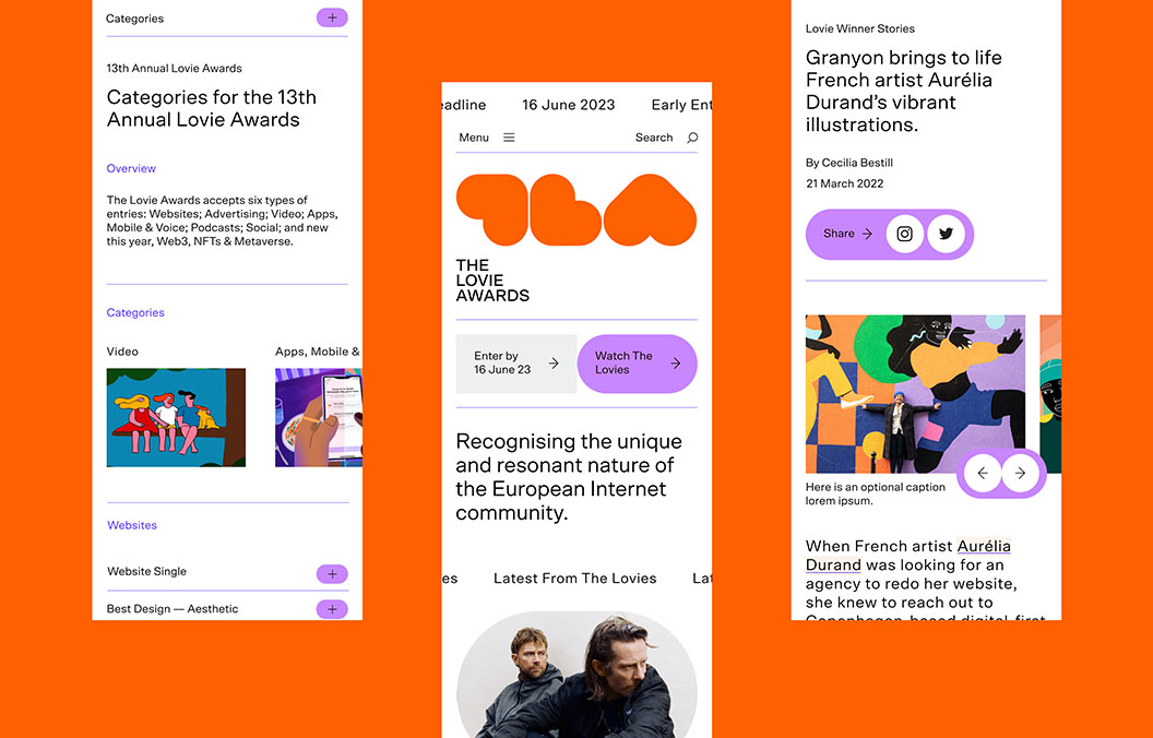 The Lovie Awards Website Design - Mobile